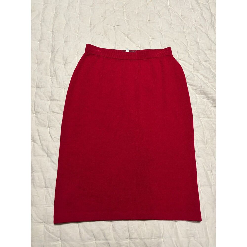 Vintage ST. JOHN Skirt Womens Size 8 Red Santana Knit